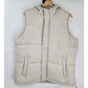 New Balance Cream Puffer Hoddie Vest Cream Size Large Lightweight Streetwear
